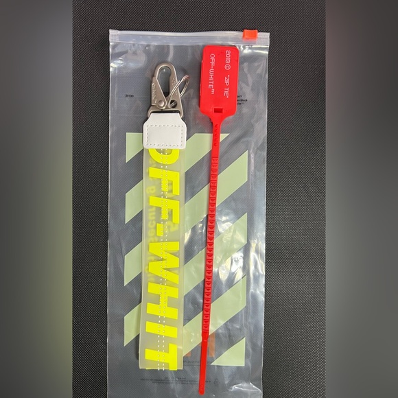 Off-white Lanyard Keychain with industrial clasp (Yellow) - Picture 1 of 3